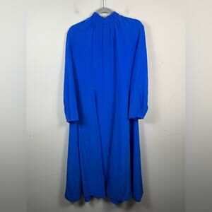Scanlan Theodore Colbolt Blue Long Dress Size 2 Oversized Silk Missing Tie